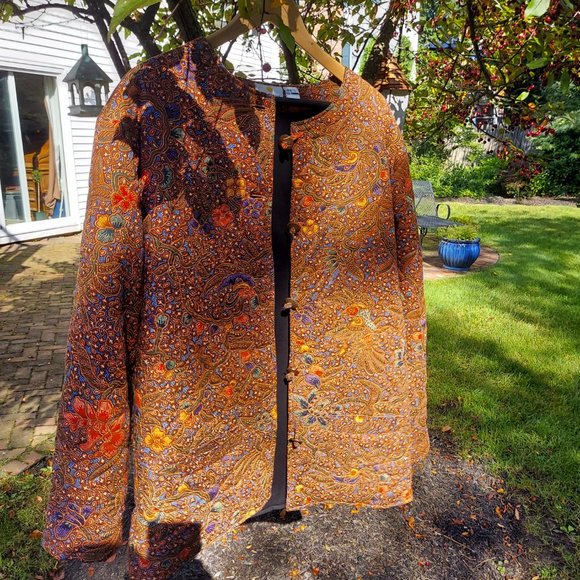 Vintage 90s Smithsonian Institution Cotton Indonesian Quilted Jacket Large - Picture 9 of 11